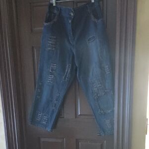 Distressed Blue Jeans